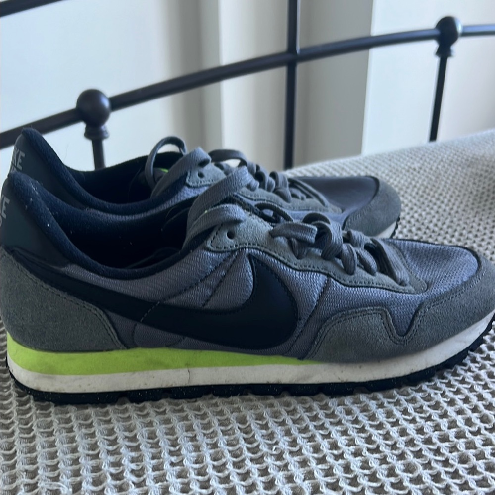 Nike Gray and Black Athletic Shoes with Neon Accents